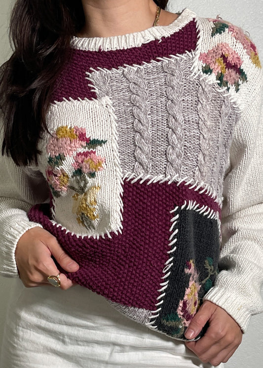 Knitted By Hand Floral Sweater